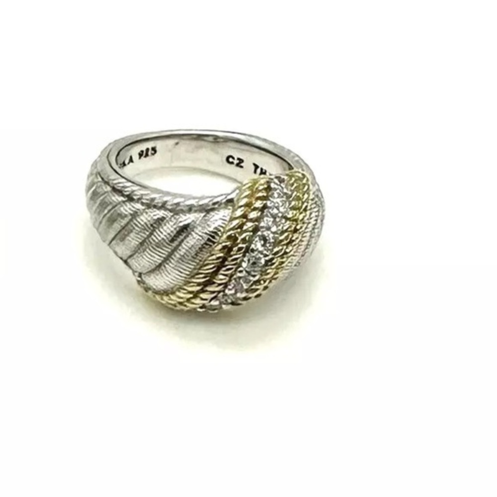 Judith Ripka sterling silver gold CZ dome ring